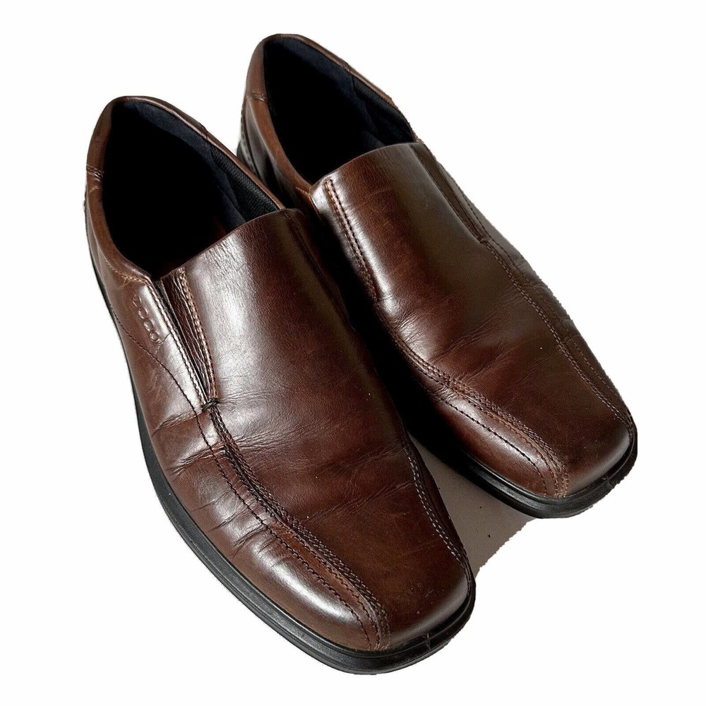 Ecco Windsor Loafers Mens Size EU 46 US 12-12.5 Brown Leather Slip On Shoes